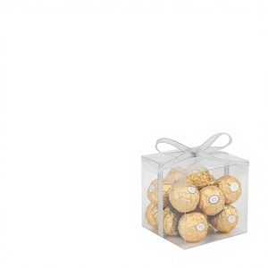 Boîtes de faveur en plastique PET transparent de 2x2x2 pouces recyclables Mini bonbons Macaron boîte de fête de mariage pour friandises portefeuilles estampage impression - Product Image 5