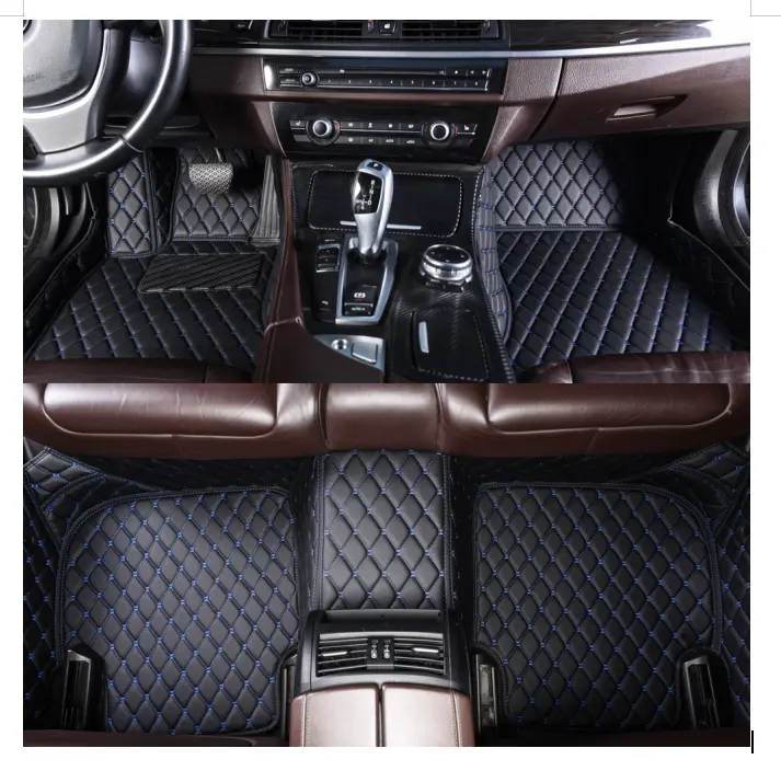 Yaoen Luxo e Moda Design De Couro Personalizado Não-Skid Car Floor Mat 5d Car Mat