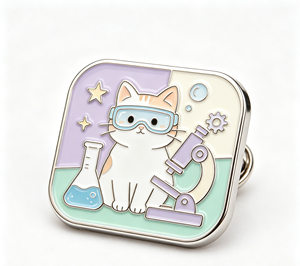 Pin de esmalte de metal con diseño de gato científico, microscopio y animal de laboratorio, para regalo y decoración de bolsos - Product Image 2