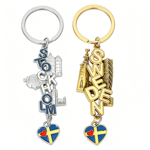 Precio de fábrica personalizado Vintage Metal Suecia bandera vikingos caballo diseño recuerdo llavero Aleación de Zinc Suecia recuerdo llavero - Product Image 5