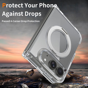 360 Rotating Stand Case for iPhone 18 Fold Wide Clear TPU+<b>PC</b> Hybrid Shockproof Cover Support <b>Wireless</b> Charging OEM/ODM - Product Image 2