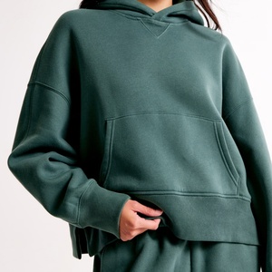 ชุดเซ็ตฮู้ดดี้โอเวอร์ไซส์สำหรับผู้หญิง 2 ชิ้น เสื้อสเวตเชิ้ตผ้าฝ้ายฟลีซ กางเกงขาสั้น ชุดลำลองสำหรับฤดูใบไม้ผลิ เสื้อคลุมสวมหัวสำหรับใส่กลางแจ้ง - Product Image 4