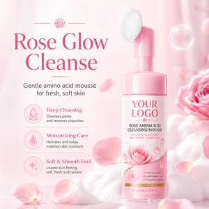 <span class=keywords><strong>Mousse</strong></span> Nettoyante Visage à l'Acide Aminé de Rose Marque Blanche 150ml avec Brosse Intégrée Contrôle du Sébum Nettoyant Facial Pores Profonds Logo Personnalisé Vente en Gros - Product Image 3