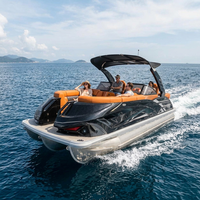 Bateau ponton motorisé en aluminium sur mesure de luxe, ferry pour passagers, croisière de week-end, bateau de pêche, bateau de fête à vendre