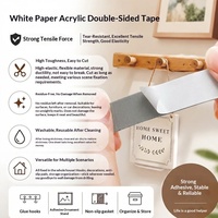 Ruban adhésif double face en acrylique blanc pour décoration d'aile de voiture, adhésif gris sans trace, imperméable, haute adhérence avec support en PET