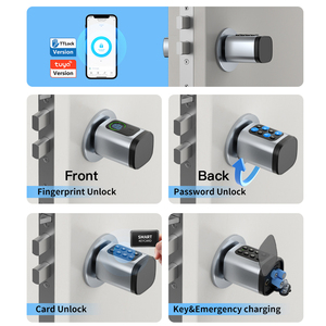 Cerradura Inteligente para Cilindro Aurelysse Euro, Huella Dactilar, PIN, Tarjeta NFC, Tuya TTLock, Aluminio, Puerta de Madera, Hogar, Hotel, Oficina, BLE, Negro o Plateado - Product Image 3