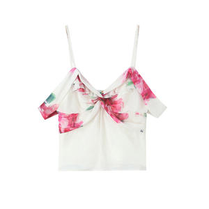 Happy Plus Camisole florale à volants et col en V noué, grande taille N9180, haut intérieur pour femme - Product Image 2