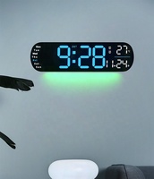 Horloge murale numérique LED à écran couleur avec grands chiffres, affichage de la température, atténuation automatique et minuterie