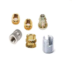 China Supplier M2 M3, M6 M8 Knurled Brass Thread Cylindrical Copper Stud Vertical Knurled Injection Molded Brass Insert Nuts/