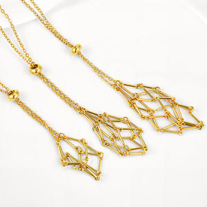 Collier ajustable plaqué or 18 carats en acier inoxydable, support de pendentif <span class=keywords><strong>vide</strong></span> pour pierre de cristal, bijoux DIY, vente en gros - Product Image 2