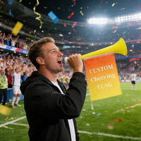 1 Megáfono Personalizado Colorido con Bandera y Patrón |   Multicolor para Eventos Deportivos, Partidos de Fútbol y Celebraciones