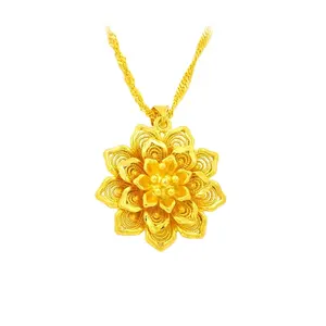 Женское трехуровнекое ожерелье с подвеской в виде цветка, латунь, позолоченные золотые украшения, оптовая продажа