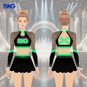 Conjunto de Uniforme de Animadoras Personalizado para Niñas, Top Corto Brillante sin Mangas de Tela Elástica, Falda, Ropa de Equipo para Actuaciones - Product Image 3