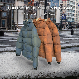 Men's Hooded Down <b>Coat</b> Winter Parka Custom Embroidered Logo Casual Outdoor Jacket - Product Image 2