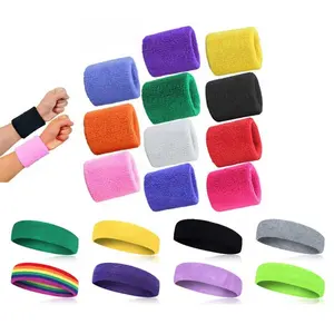 Benutzer definierte Baumwolle Terry Cloth Tennis Stirnband Sport Sweat band Elastische Werbe armbänder