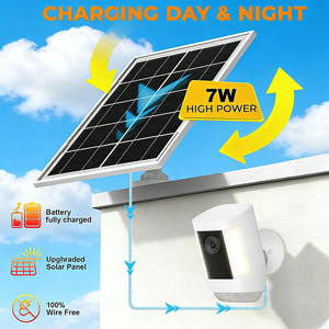 แผงโซลาร์เซลล์แบบโมโนคริสตัลไลน์ 10W 5V สีดำ สำหรับใช้งานกลางแจ้ง กันน้ำ IP65 สำหรับชาร์จกล้องวงจรปิดไร้สาย ได้รับมาตรฐาน CE ROHS ISO - Product Image 2