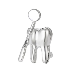 Broche miroir dentaire avec détails en métal poli pour revers de blouse de dentiste, 30x17mm, Or <span class=keywords><strong>Argent</strong></span> - Product Image 5