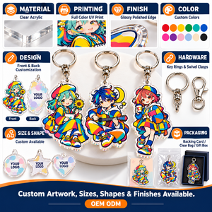 Porte-clés en acrylique transparent personnalisés avec personnage d'anime, impression UV couleur intégrale, OEM ODM - Product Image 4