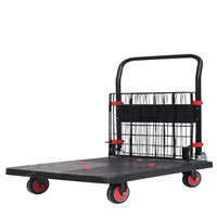Carretilla de Plataforma de Acero con Recubrimiento de Polvo Plástico, Capacidad de Carga de 500 kg, Cuatro Ruedas, para Compras, Almacenamiento y Uso Industrial