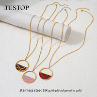JUSTOP OEM/Venta al por Mayor, Collar con Colgante de Cadena de Eslabones Personalizado, Impermeable, de Acero Inoxidable, Chapado en Oro y Plata, Estilo Europeo y Americano