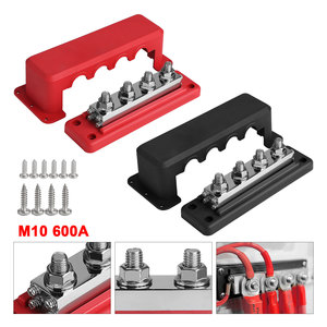 บัสบาร์ 600A M10 4 ช่อง สีแดงดำ สำหรับแท่นชาร์จ ทองแดงชุบนิกเกิล - Product Image 1