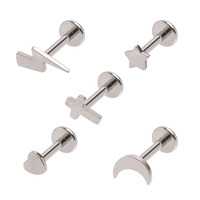 G23 ASTM F136 Bijoux de piercing corporel en titane Coeur rond Croix Lune Foudre Forme triangulaire Top