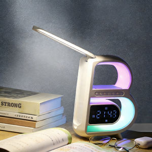 Radio visuelle numérique, haut-parleur Bluetooth, lampe de table pliable, table de chevet, réveil avec chargeur sans fil, charge de téléphone - Product Image 1