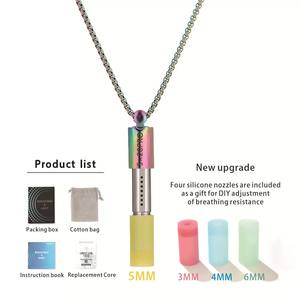 Nuovo aggiornamento magnetico resistenza alla respirazione in acciaio inox collana regolabile Vintage aromaterapia cotone nucleo ansia - Product Image 5