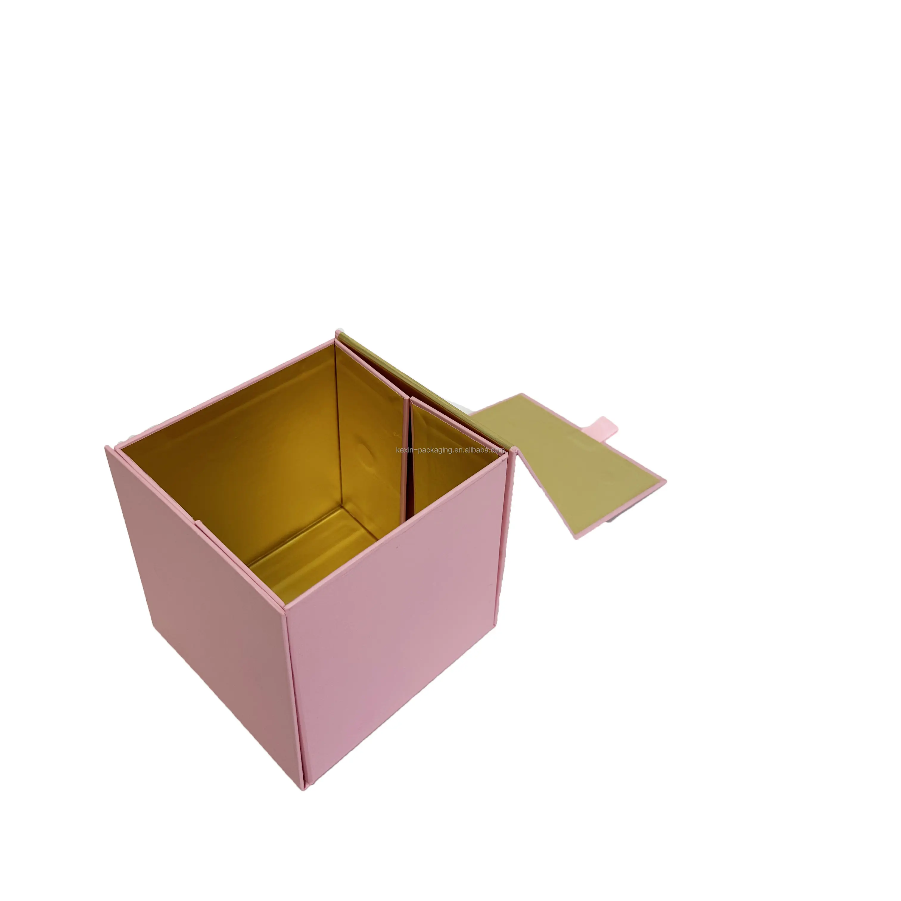 direct sales competitive price folding paper box art paper pink candle jar box packaging fold gift paper box