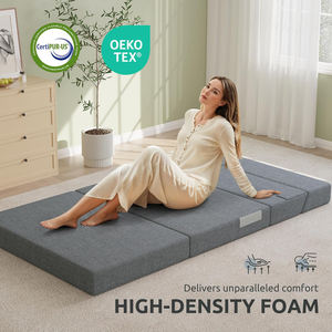 Matelas pliable de 4 pouces, canapé-<span class=keywords><strong>lit</strong></span> pliable, matelas surmatelas en mousse haute densité respirant, <span class=keywords><strong>lit</strong></span> d'appoint portable avec housse lavable - Product Image 5