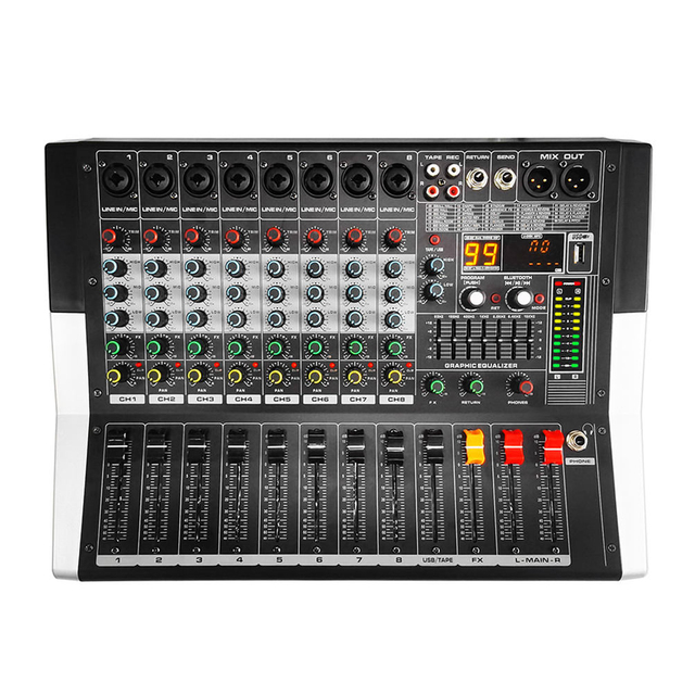 Professional 8-Channel ED8 Audio Mixer With USB Switch for Karaoke Stage KTV