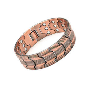 <span class=keywords><strong>Bracelet</strong></span> magnétique plaqué cuivre <span class=keywords><strong>rouge</strong></span> mode rétro trois rangées plein aimant détachable <span class=keywords><strong>Bracelet</strong></span> en alliage de zinc magnétique lourd pour hommes - Product Image 5