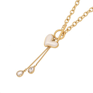 Collar de alma gemela de plástico perla corazón oro sólido Acero inoxidable corazón collar pulsera minimalista amante joyería corazones borla - Product Image 6