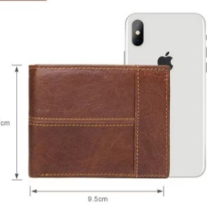 กระเป๋าสตางค์หนังพับสองตอนแบบกัน RFID สำหรับผู้ชาย ยี่ห้อ Boshiho รุ่นบาง ขนาดเล็ก พร้อมช่องใส่เหรียญแบบเปิด และช่องใส่บัตรเครดิตแบบสั้น - Product Image 6