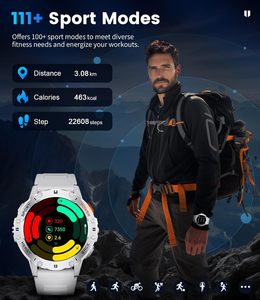 Smartwatches für Herren Android Wear 1.0 1,43 Zoll AMOLED-Display Sportuhr 123 Sportmodi Taschenlampe Silikonarmband Fitness-Tracker - Product Image 4