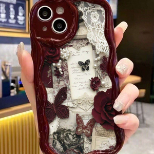 Funda Protectora para Teléfono con Marco de Cámara a Prueba de Golpes de TPU con Diseño de Mariposa para iPhone 17 16 15 Pro Max, Carcasa Trasera con Patrón Crema - Product Image 1