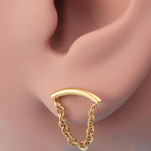 حلق أذن من الفولاذ المقاوم للصدأ 16G مع سلسلة شراشيب متدلية، مجوهرات ثقب الجسم للحلق والغضروف والشفاه، هدية - Product Image 3