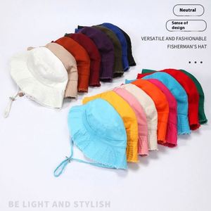 Chapeaux Bob d'été pour Femme à Bords Effilochés, en Coton Délavé, avec Cordon, Logo Personnalisé, pour l'Extérieur, Vente en Gros - Product Image 2