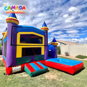 Toboggan gonflable commercial de maison de rebond de château gonflable de saut d'enfants combiné avec la piscine et le ventilateur - Product Image 1