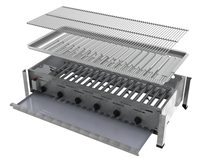 Barbecue à gaz moderne d'extérieur en acier inoxydable, 6 brûleurs au propane, 22 kW, sécurité flamme, surface de cuisson de 4 m, allumage piézoélectrique, bouton de commande