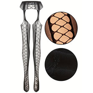 Nuove <span class=keywords><strong>calze</strong></span> sottili da donna in stile europeo americano sopra il ginocchio collant a rete larga a rete <span class=keywords><strong>con</strong></span> combinazione Jacquard giarrettiera cava - Product Image 2