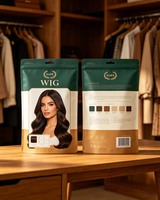 Sacs d'emballage personnalisés en plastique mat transparent à fermeture éclair pour extensions de cheveux, avec logo personnalisé, pour perruques et mèches de cheveux