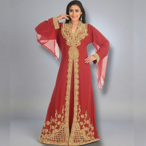 AWAIS HOUSE Moroccan Velvet <b>Kaftan</b> Women Handmade Beaded Sequined Solid Design <b>Plus</b> <b>Size</b> Lightweight Floor Length Long Sleeve - Product Image 1