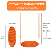 Siège de balançoire en plastique tressé à la main pour enfants Ropecube avec hauteur réglable et crochets à pression pour utilisation en extérieur et en intérieur, parc de trampolines