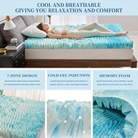 Surmatelas en mousse à mémoire de forme 7 zones de 2 pouces Gel rafraîchissant Couvre-matelas ergonomique doux