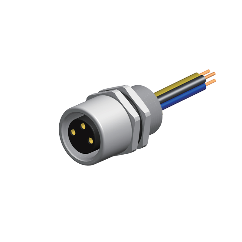 8pin Front Screw M8 Waterproof Connector Panel Mount Industrial Plug Socket