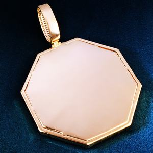 Liontin nama huruf segi enam besar kustom untuk pria kalung Rapper Rock Hip Hop perhiasan Zircon kubik dapat diisi ulang es mati 5A - Product Image 4