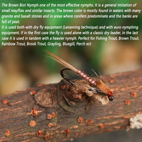 Brown Biot Nymph Grizzly Hackle Emergers Appâts d'insectes barbelés artificiels pour la pêche à la mouche de la truite ombre perche