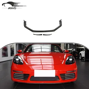 Bumper Depan Serat Karbon Pemisah Bibir Dagu, untuk Porsche 718 Boxster Cayman 2016-2018 Bumper Depan