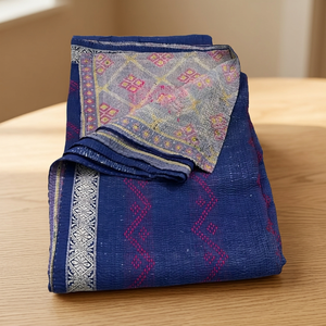 Couverture Kantha indienne haut de gamme MAYURI CREATIONS, réversible, en coton, brodée à la main, style vintage, 100TC, lavable - Product Image 3